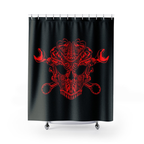 Engine Skull Motorcycle Shower Curtain