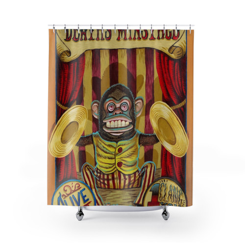 Unique Death's Minstrel Jolly Chimp Sideshow Banner Shower Curtains