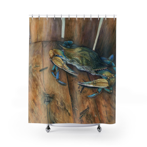 Nautical Shower Curtains with Coastal Crab Design