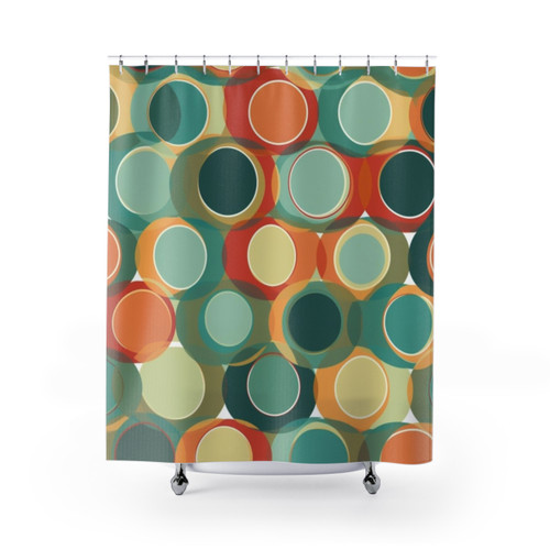 Retro 1960s Circular Pattern Shower Curtain