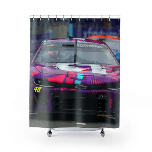 Abstract Shower Curtains featuring Alex Bowman NASCAR Racing