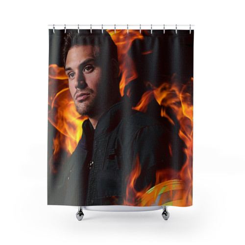 911 Eddie Diaz Flames Shower Curtains