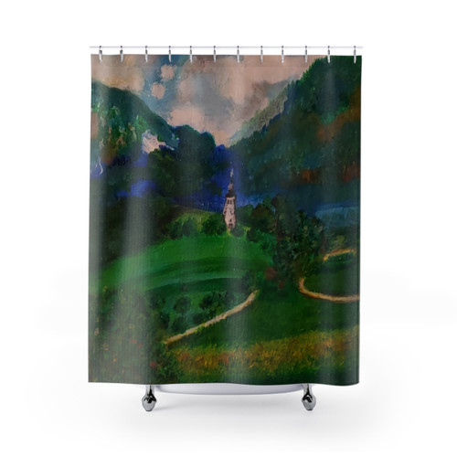 French Countryside Shower Curtains with Floral and Landscape Designs