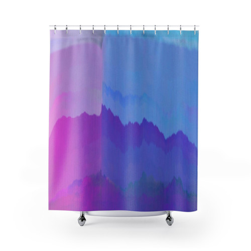 Retro wave glitch art print shower curtain
