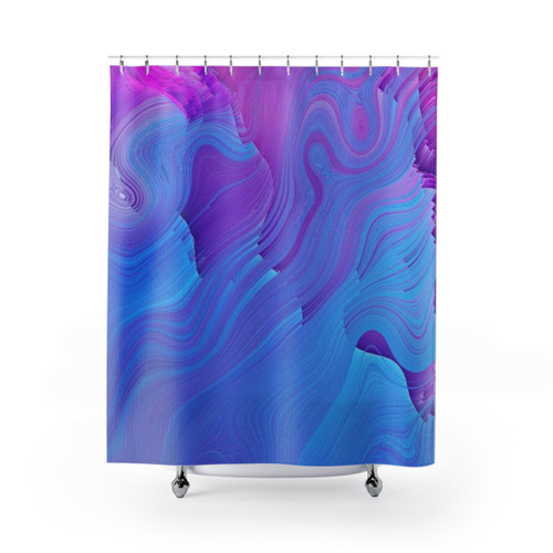 Retro Wave Glitch Art Print Shower Curtain