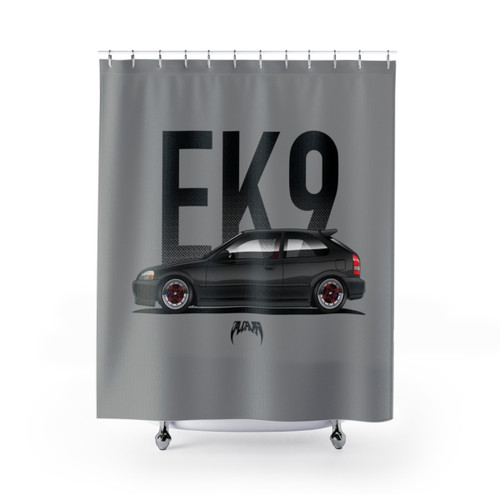 EK Civic Black Shower Curtains - JDM Style