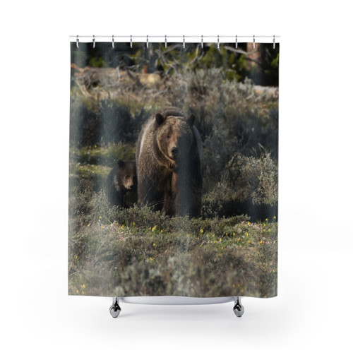 Grizzly Bear Family Wildlife Shower Curtain