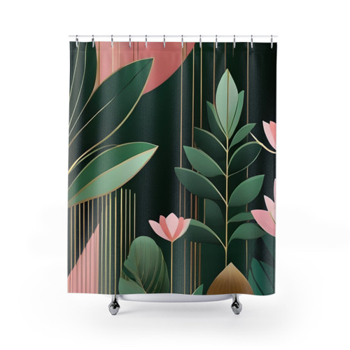 Mid-Century Modern Abstract Botanical Shower Curtains