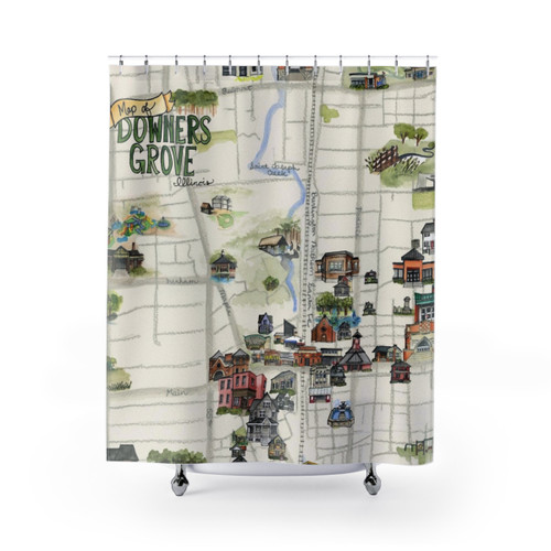 Downers Grove Illustrated Map Shower Curtains