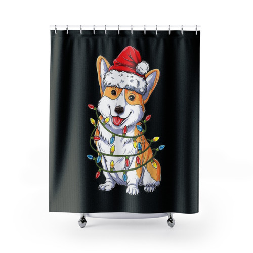 Corgi Santa Christmas Shower Curtains - Holiday Decor