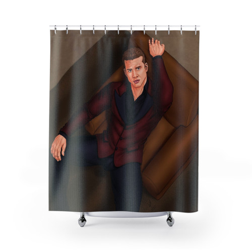 Suit-themed shower curtains for a unique bathroom design
