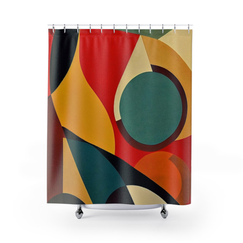 Geometric Abstract Mid Century Shower Curtain