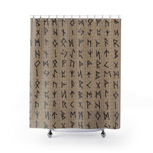 Futhark Rune Shower Curtains - Mystic Viking Design