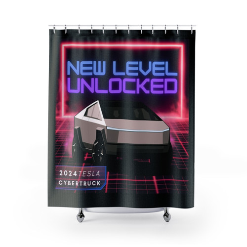 Cybertruck Themed Retro Synthwave Shower Curtains