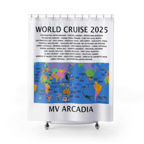 P&O 2025 World Cruise Map Shower Curtain
