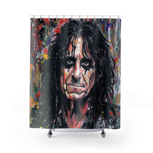 Alice Cooper Shower Curtains with Acrylic Splatter Painting