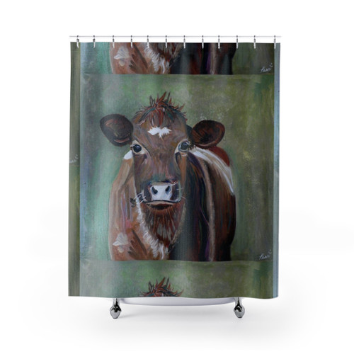 Shorthorn Cow Acrylic Painting Shower Curtain