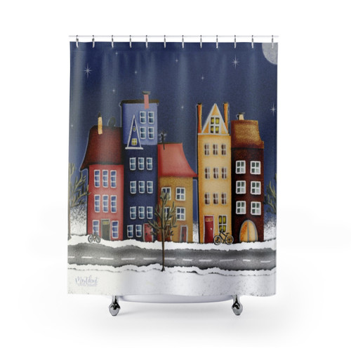 Colorful Houses and Stars Shower Curtains