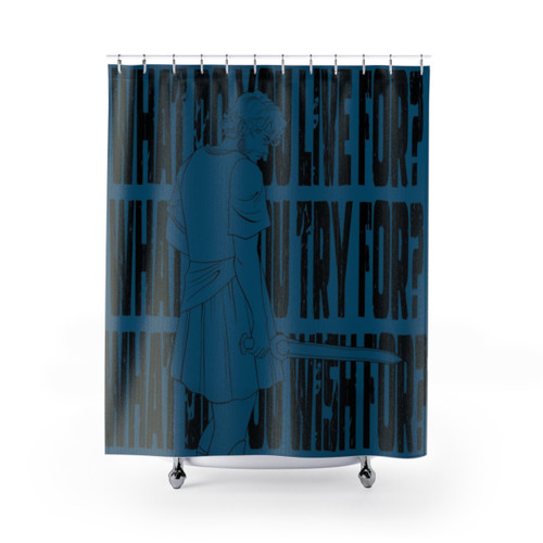 Odyssey-Inspired Black and White Shower Curtain