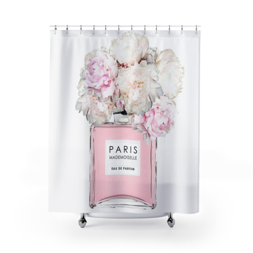 Minimalist Floral Shower Curtain with Scandinavian Modern Art Design