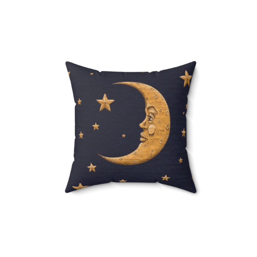 Vintage Gold Moon and Stars Pillow
