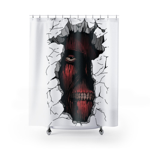 Arctic-themed shower curtain with snowy landscape design