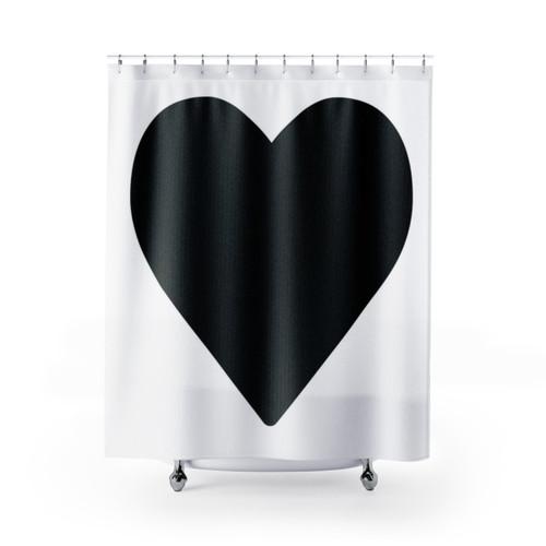 Black heart-themed shower curtain