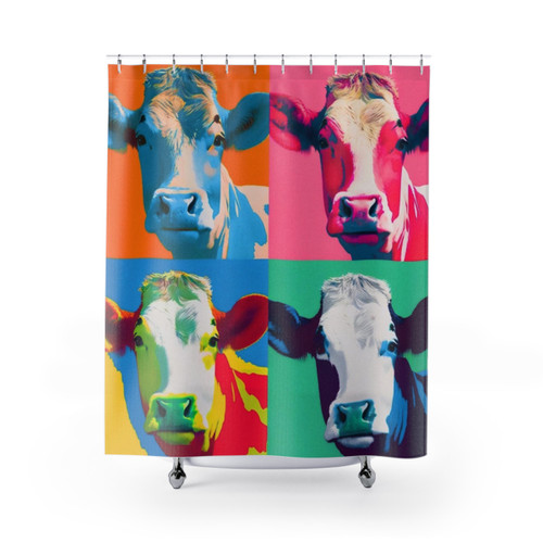 Pop art collage of a cow in the style of Warhol