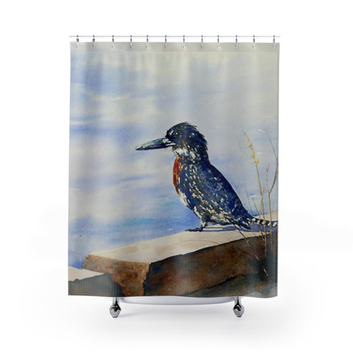 Vibrant watercolor painting of a Kingfisher bird