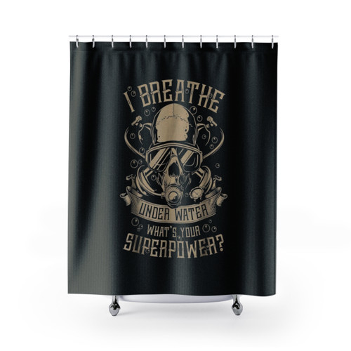 Scuba Diving Shower Curtains with Breathe Underwater Design