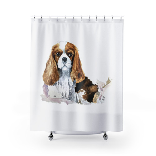 Cute KupoTV Cavalier King Charles Spaniel Shower Curtains