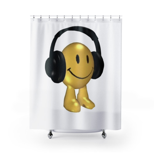 Glaggle Retro Smiley Headphone Shower Curtains