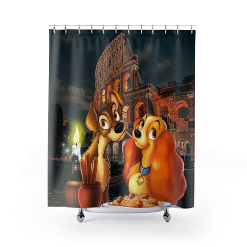 Lady and the Tramp Honeymoon Themed Shower Curtain
