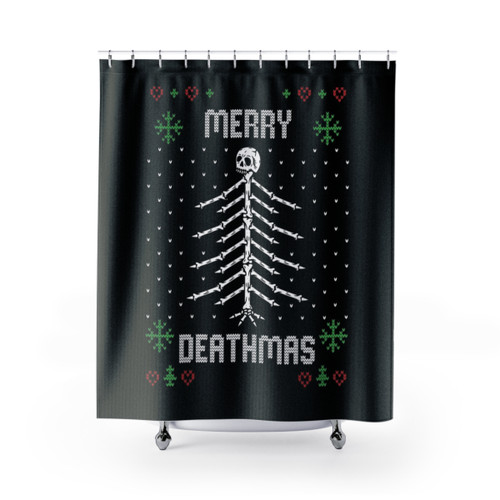 Goth Punk Christmas Skeleton Tree Shower Curtains