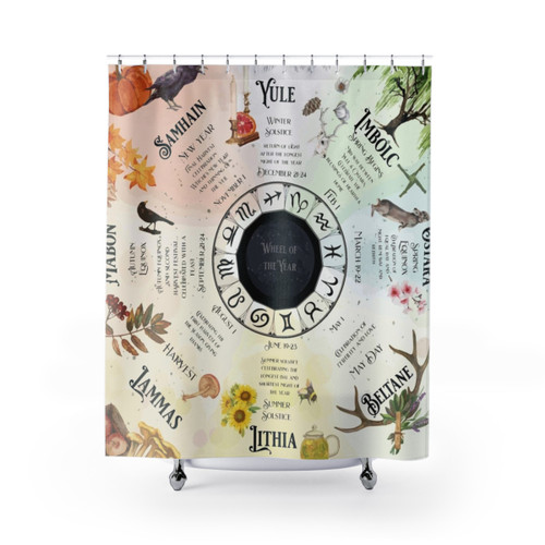 Watercolor Wheel of the Year Shower Curtain