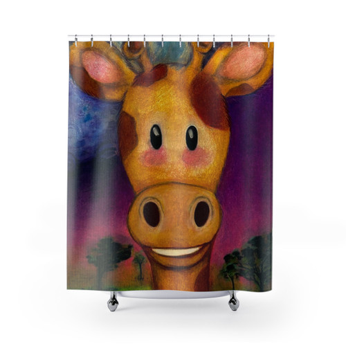 Cute safari-themed shower curtain with giraffe design