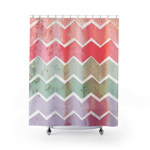Corrugated Chevron Stripe Shower Curtains in Gelati Colorway