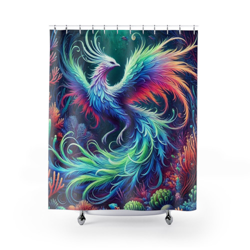 Phoenix Fantasy Shower Curtains with Reef Resonance Design
