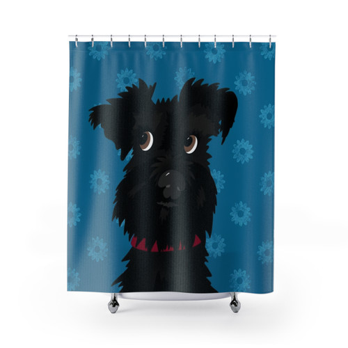 Black Miniature Schnauzer Dog Shower Curtains