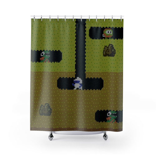 Retro Dig Dug Arcade Shower Curtain