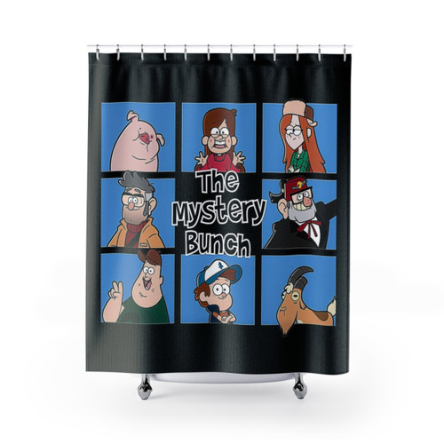 Gravity Falls Shower Curtains featuring Dipper, Mabel, and Bill Cipher