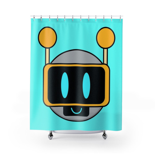 Sprunki Happy Robot Head Shower Curtains
