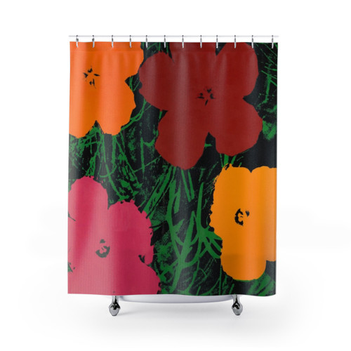 Vibrant Spring Shower Curtains featuring pop art, abstract colors