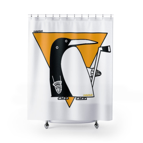 Cubist Penguin-Themed Shower Curtain