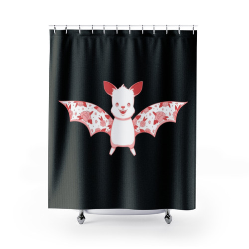 Kawaii Flower Bat Shower Curtain