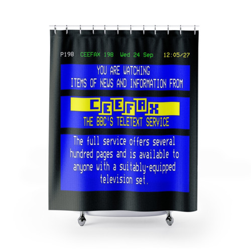 Retro Ceefax Shower Curtains - Nostalgic BBC Teletext Design