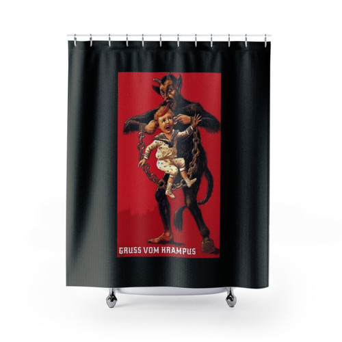 Merry Krampus Christmas Graphic Fan Shower Curtains