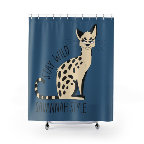 Exotic Gray Savannah Cat Shower Curtains