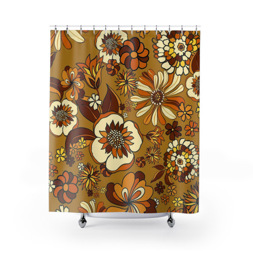 Vintage Floral 70s Style Shower Curtain