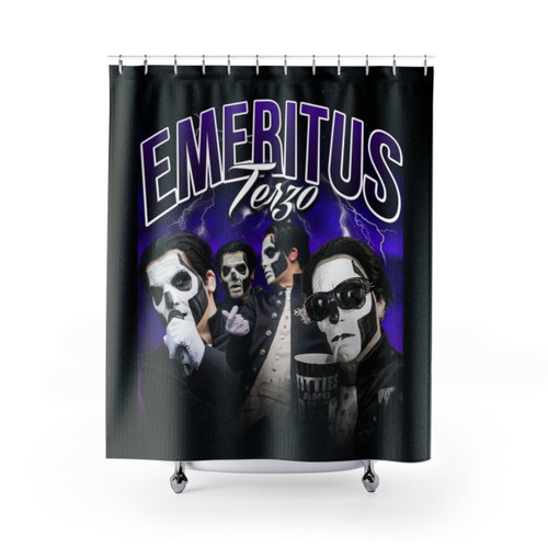 Terzo Emeritus Retro 90s Ghost Band T-Shirt Shower Curtain